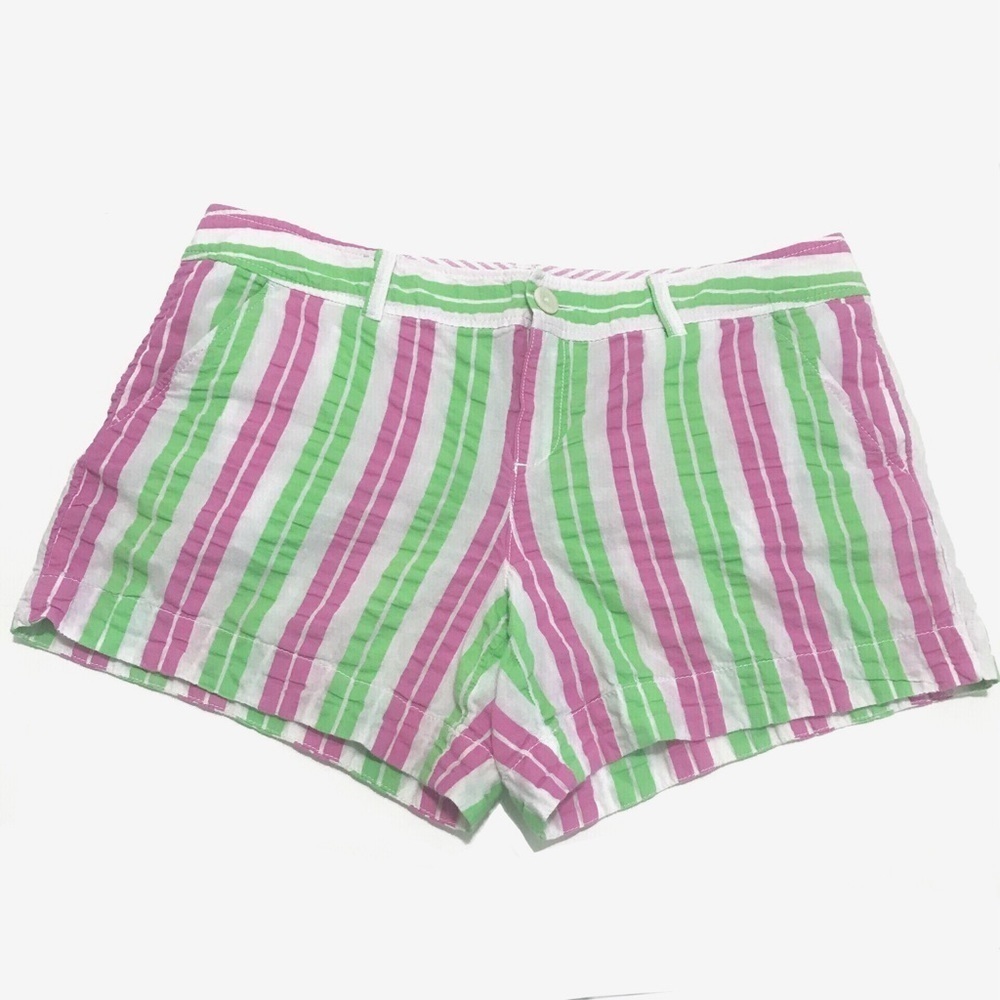 Lilly Pulitzer Pink/Green/White Striped Callahan Shorts Size 12